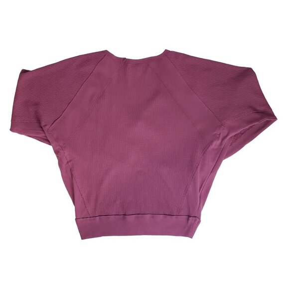 Free People Waffle Knit V-Neck Top Slouchy Oversized Beachy Boho Mulberry NWT - Picture 8 of 9